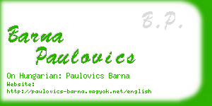 barna paulovics business card